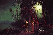 Albert Bierstadt Lake Tahoe, Spearing Fish by Torchlight oil painting on canvas